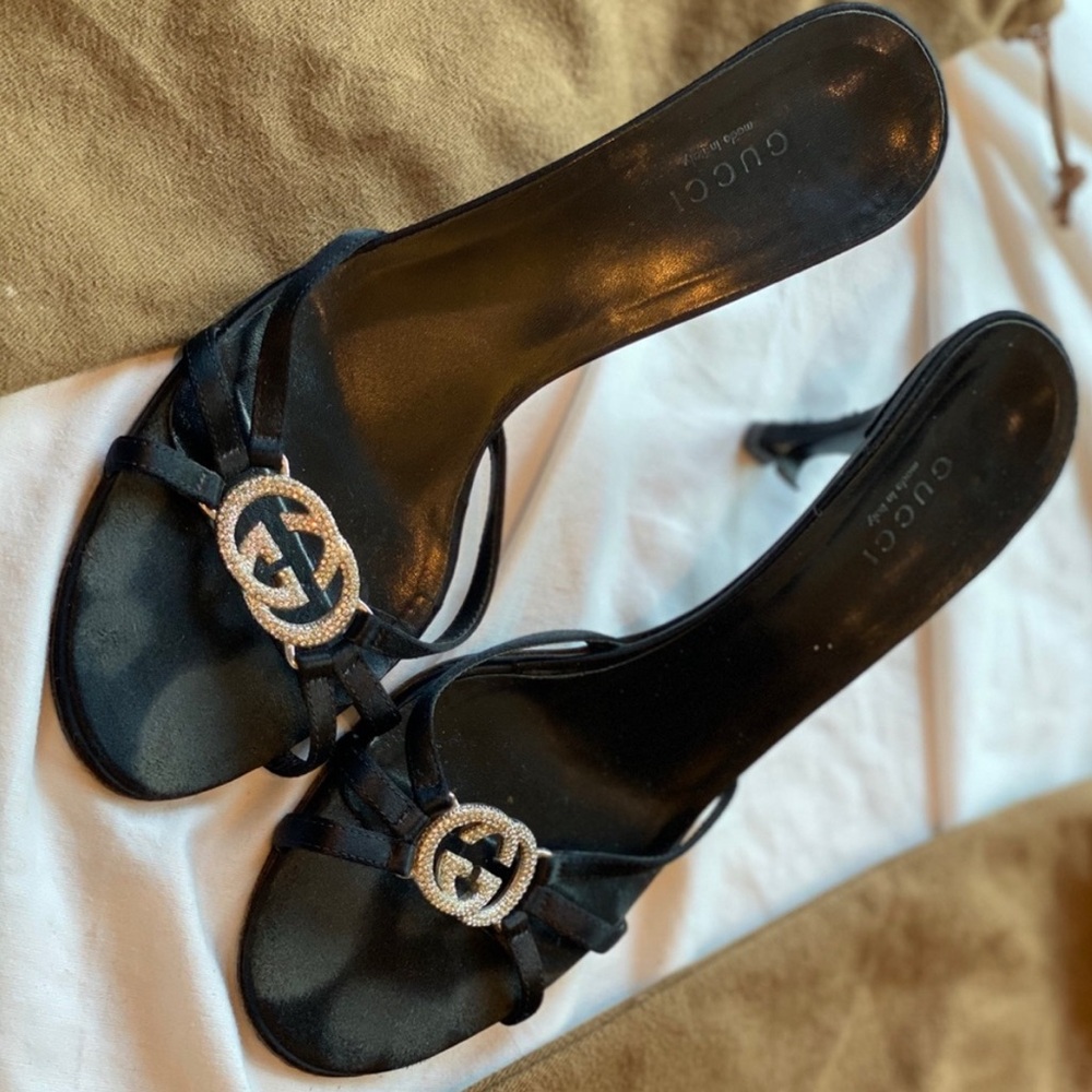 Gucci vintage crystal slide heels